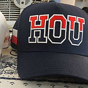 HOU Texas TWO Hat Lot (Upside Down & Olympic Style) 5 Panel Structured NEW